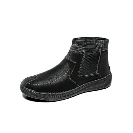 

Woobling Men Non-slip Walking Shoes Low Calf Work Comfort Pull On Casual Shoe Black 10