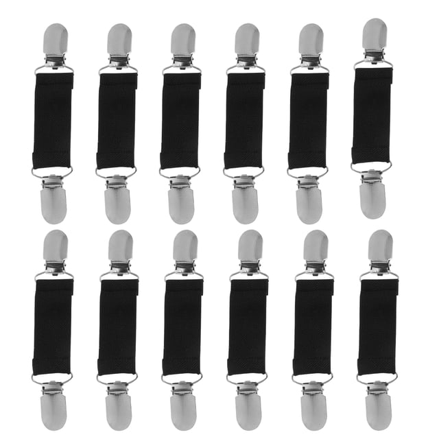 6 pares Hebillas fijas multiusos Sábana Sábanas Sujetadores antideslizantes Cojín de sofá Clips antideslizantes Pinzas de aleación elástica (Negro)