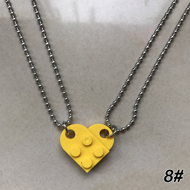 2pcs Lego BFF Heart Pendant Necklace 