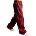 thumbnail image 4 of CCRFTGI Men's Baggy Sweatpants Straight Leg Sweat Pants Drawstring Elastic Waist Slacks with Pockets Wine 3XL, 4 of 7