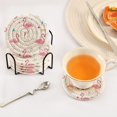 thumbnail image 2 of 6 Pcs Drink Coasters with Holder 3.94in Woven Coasters for Drinks Cute Flamingo Pattern Coaster Set for Protection Table, 2 of 7