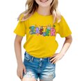 thumbnail image 3 of Toddler Girls Easter Bunny Graphic Cotton Round Neck Tee Short Sleeve Comfortable Spring Summer Casual Wear for Kids Daily Funny Outfits Yellow 11-12 Years, 3 of 5