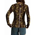 thumbnail image 5 of Women'S Floral Knitted Long Sleeve Crew Neck Going Out Slim Fit Tops Fall Outfits Trendy Clothes Dark Brown M, 5 of 9
