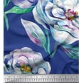 thumbnail image 1 of Soimoi Blue Velvet Fabric Leaves & Floral Fabric Prints by Yard 58 Inch Wide, 1 of 1