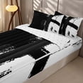 thumbnail image 2 of Erosebridal Modern Geometric Zipper Twin Comforter Sets with Fitted Sheet and 2 Pillowcases, Contemporary Abstract Zipper Bedding Set, Black White, Reversible, 2 of 7