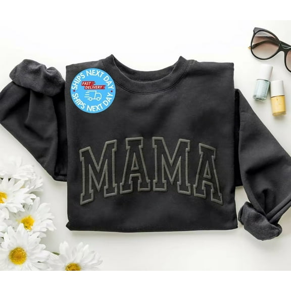 Black Mama Embossed Puff Sweatshirt