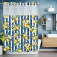 thumbnail image 6 of Summer Plant No Hooks Shower Curtain with Snap-in Liner Retro Yellow Lemon Floral Blue Stripe Shower Curtains for Bathroom, Waterproof, Easy Install, Washable 72"x84", 6 of 9