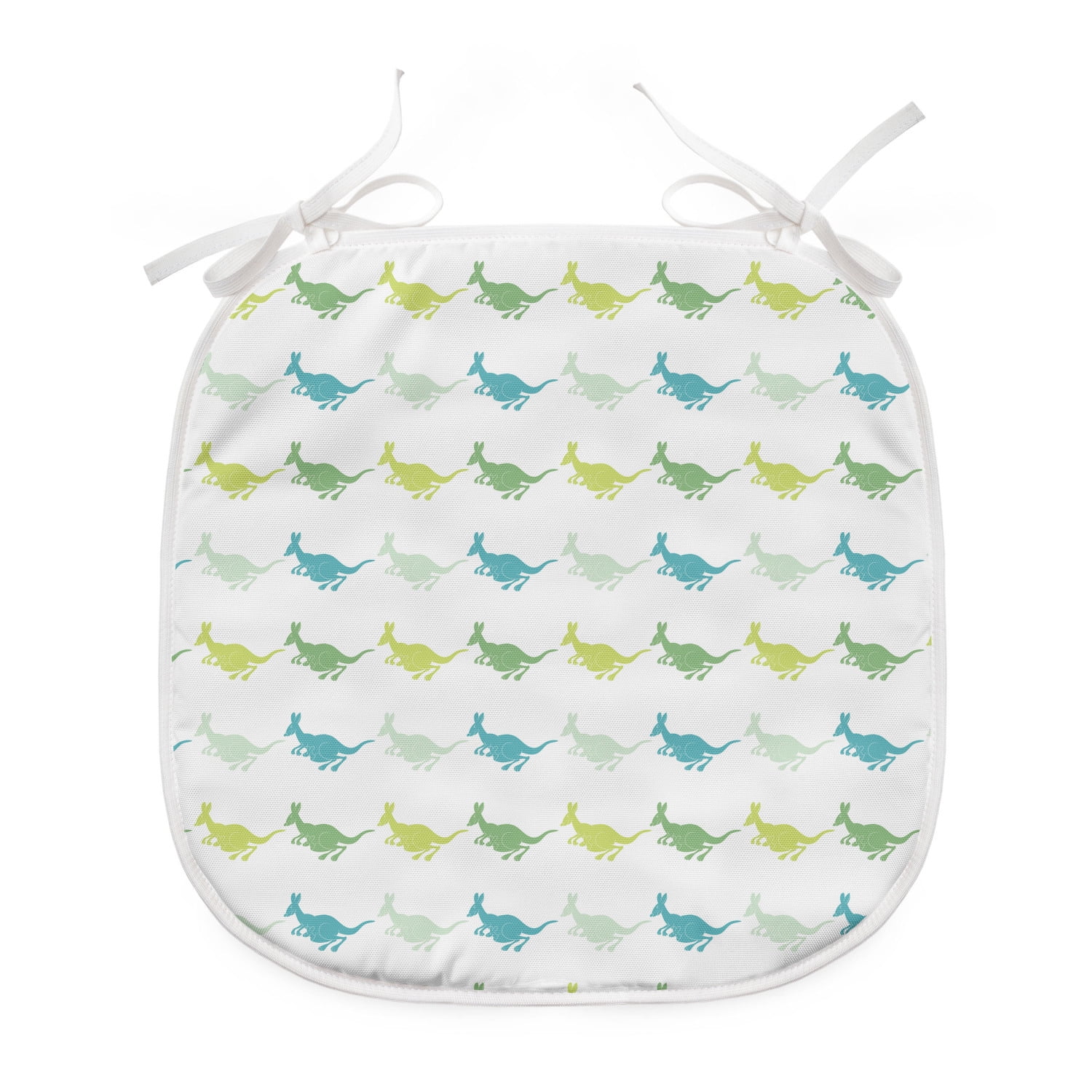 Kangaroo Dining Chair Pad, Group of Cheerful Kangaroos Jumping Together