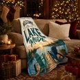 thumbnail image 3 of Welcome Lake Mode Sunset Scene, Peaceful Mountain Lake Scene, Warm Flannel Blanket for Cabin and Lodge with Detailed Artwork, Outdoor Lovers Camping Gift, Rustic Home Decor, 3 of 9