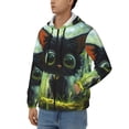 thumbnail image 3 of Goofa Cute Big-Eyed Black Cat Pattern Mens Full-zip Hoodie, Zip-up Pullover Hooded Sweatshirt, Kangaroo Pocket Hoodie Ideal for Daily Wear, Travel, and Home-Large, 3 of 5