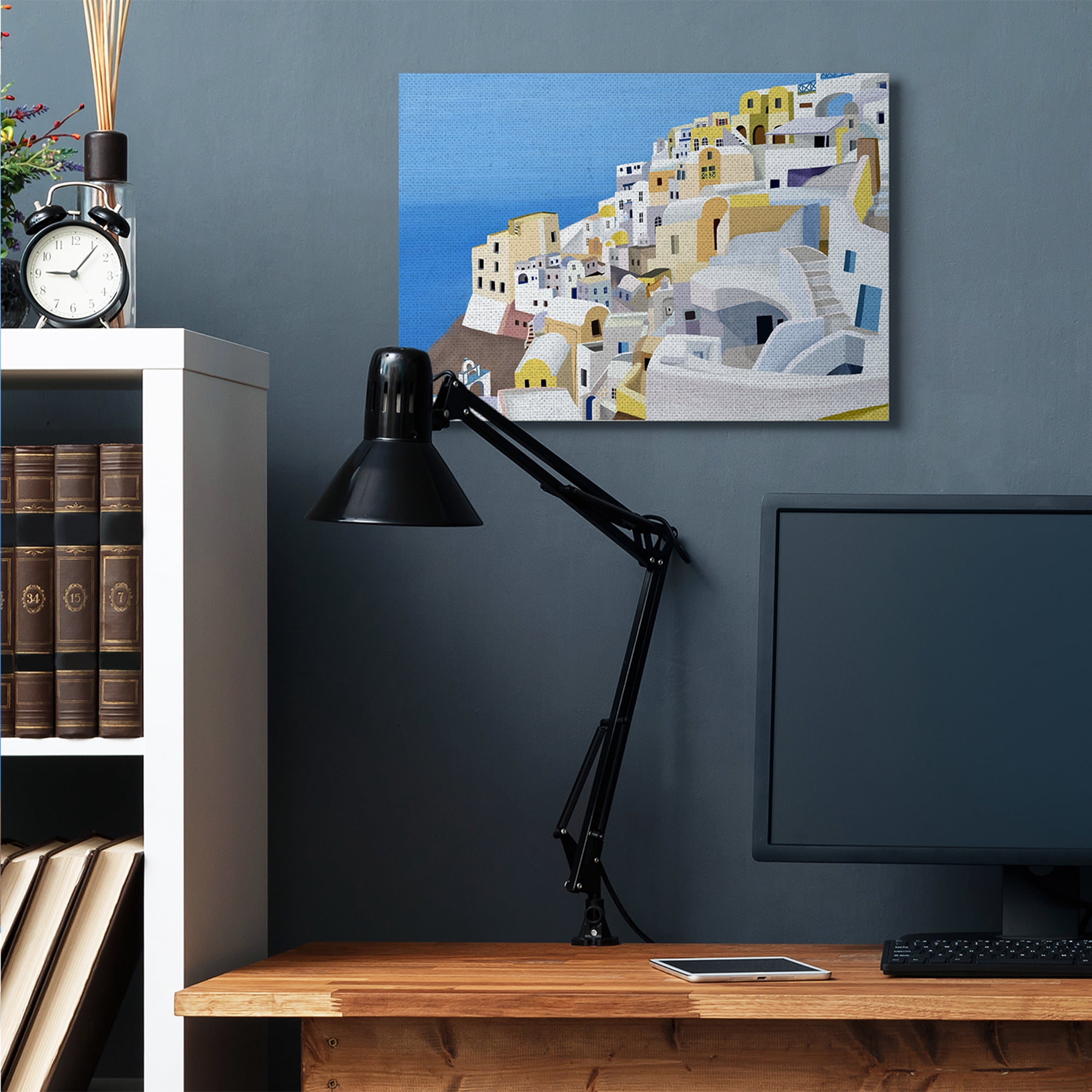 Stupell Industries Coastal Greek Cliffside City White Yellow Buildings Canvas Wall Art by Carla Daly