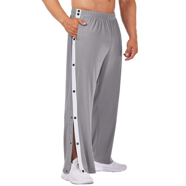 Men's Tearaway Pants Basketball Workout Sweatpants High Split Snap