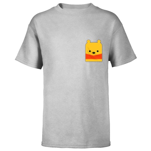 Disney Winnie the Pooh Small Block Character Pocket - Short Sleeve T-Shirt for Kids - Customized-Athletic Heather