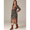 thumbnail image 4 of DARING DIVA Floral Elastic Waist Split A-Line Midi Dress XS Blue, 4 of 6