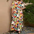thumbnail image 7 of CHUMUD Women's Plus Size Floral Maxi Dress V-Neck Short Sleeves High Waist Bow Tie Long Dresses Vacation Mom Dress, 7 of 7