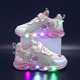 thumbnail image 2 of Zapatillas de deporte informales Led para niñas, zapatos de exterior con estampado de princesa Elsa, zapatos antideslizantes iluminados para primavera e invierno, 2 of 3