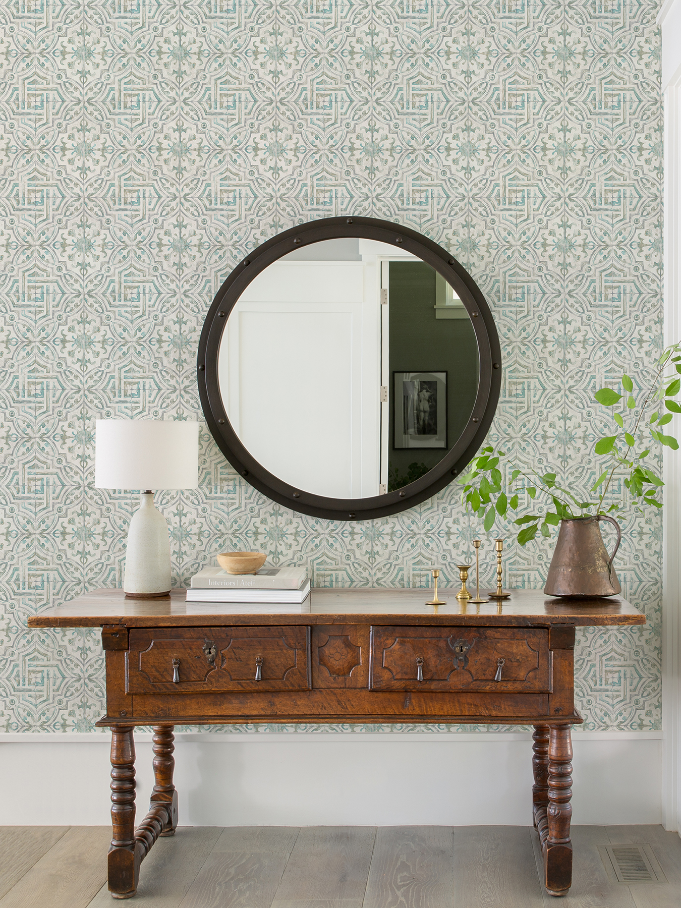 Nuwallpaper Teal and Grey Landondale Peel & Stick Wallpaper