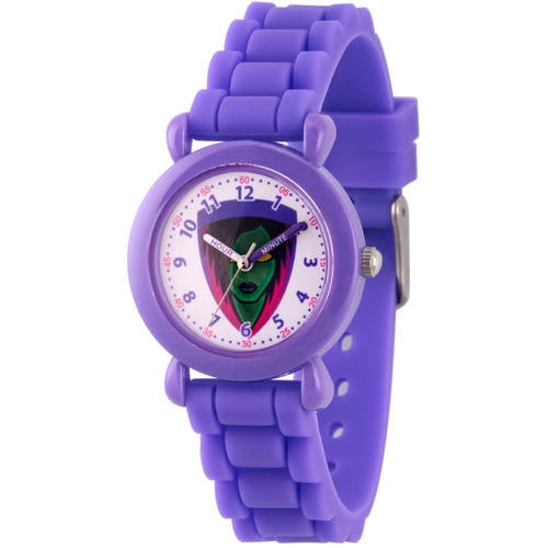Guardians of the Galaxy Evergreen Gamora Girls' Purple Plastic Time Teacher Watch, Purple Silicone Strap