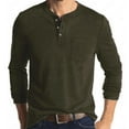thumbnail image 2 of Long Sleeve Shirts for Men Henley Shirt Crew Neck Buttons Solid Color Casual Loose Henley Shirts for Men, 2 of 5