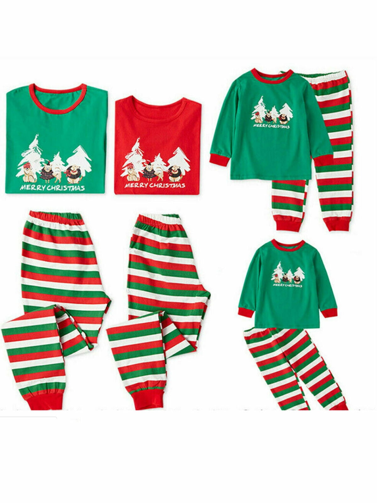 Lookwoild - 2PCS Family Matching Christmas Pajamas Womens Mens Kids