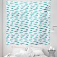 thumbnail image 1 of Fish Tapestry, Doodle Art of Ocean Animal Silhouettes Aquatic Underwater Life, Fabric Wall Hanging Decor for Bedroom Living Room Dorm, 5 Sizes, Mint Green White, by Ambesonne, 1 of 1