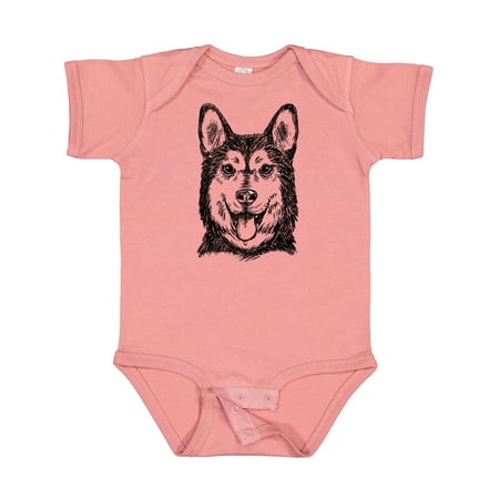 

Inktastic Siberian Husky Sketch Portrait Gift Baby Boy or Baby Girl Bodysuit
