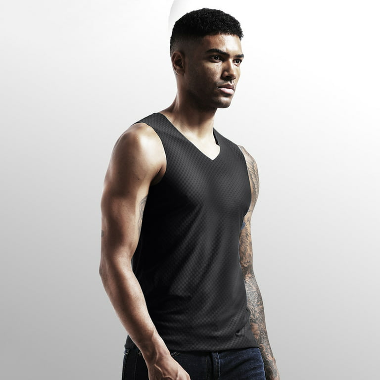 Vedolay Mens Tank Top,Mens Sleeveless Muscle Shirts Workout Tank Tops Mens  Pocket T Shirts(Black,L)
