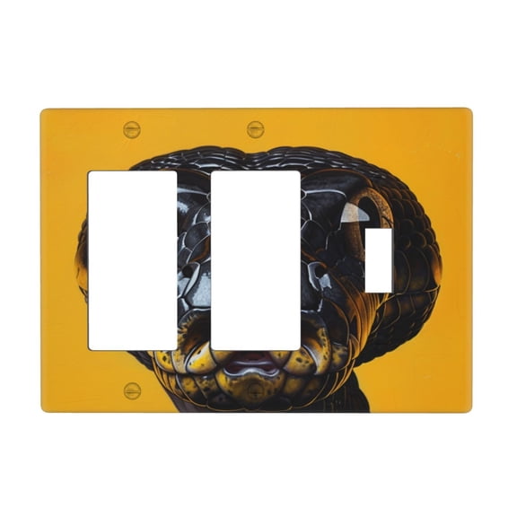 Snake Look Switch Cover Decorative Wall Plate 3-Gang 2-Decor 1-Toggle Standard Size