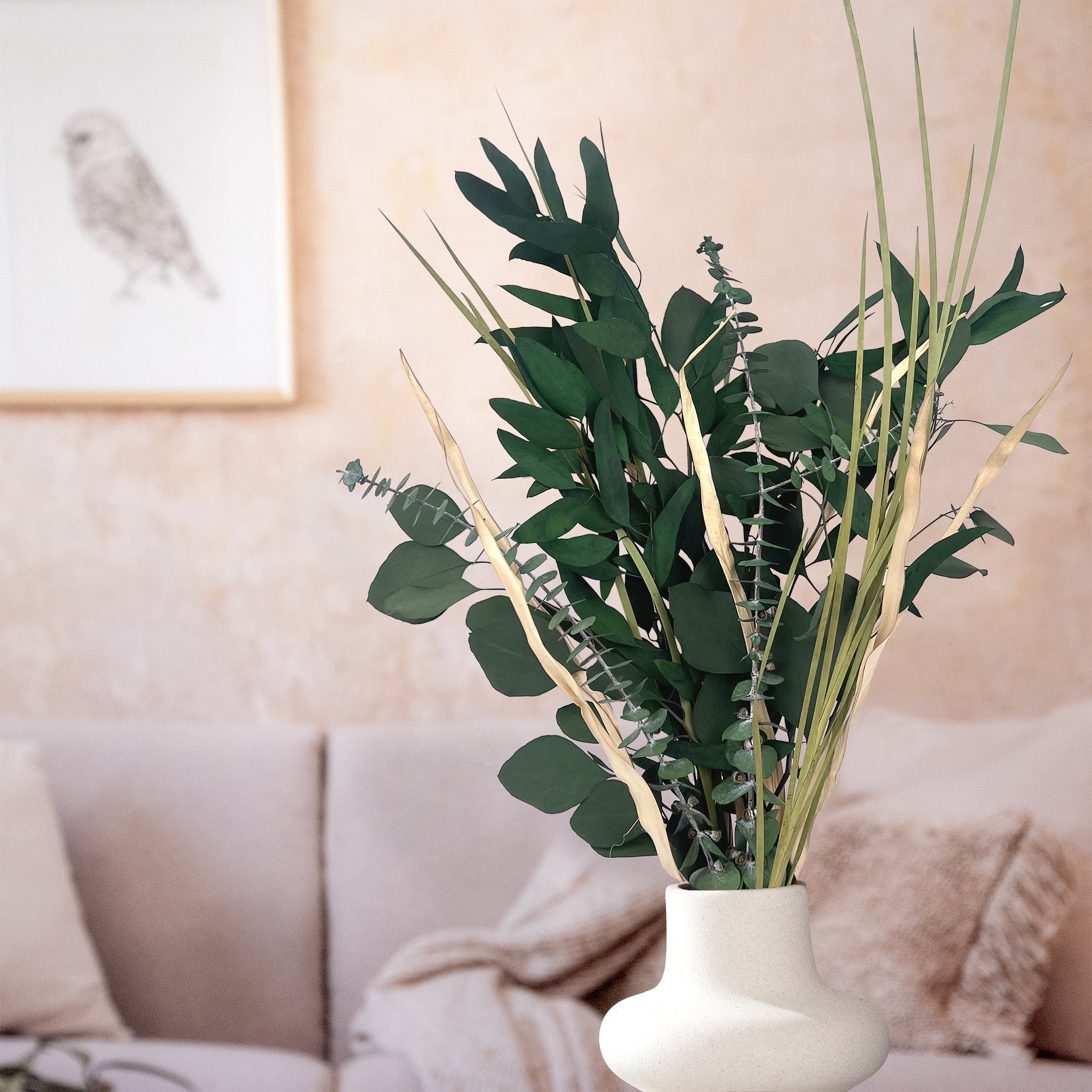 Botanical Avenue Eucalyptus Mix Green Bouquet - Indoor Decor, Artisan Crafted, Dried Floral Arrangement