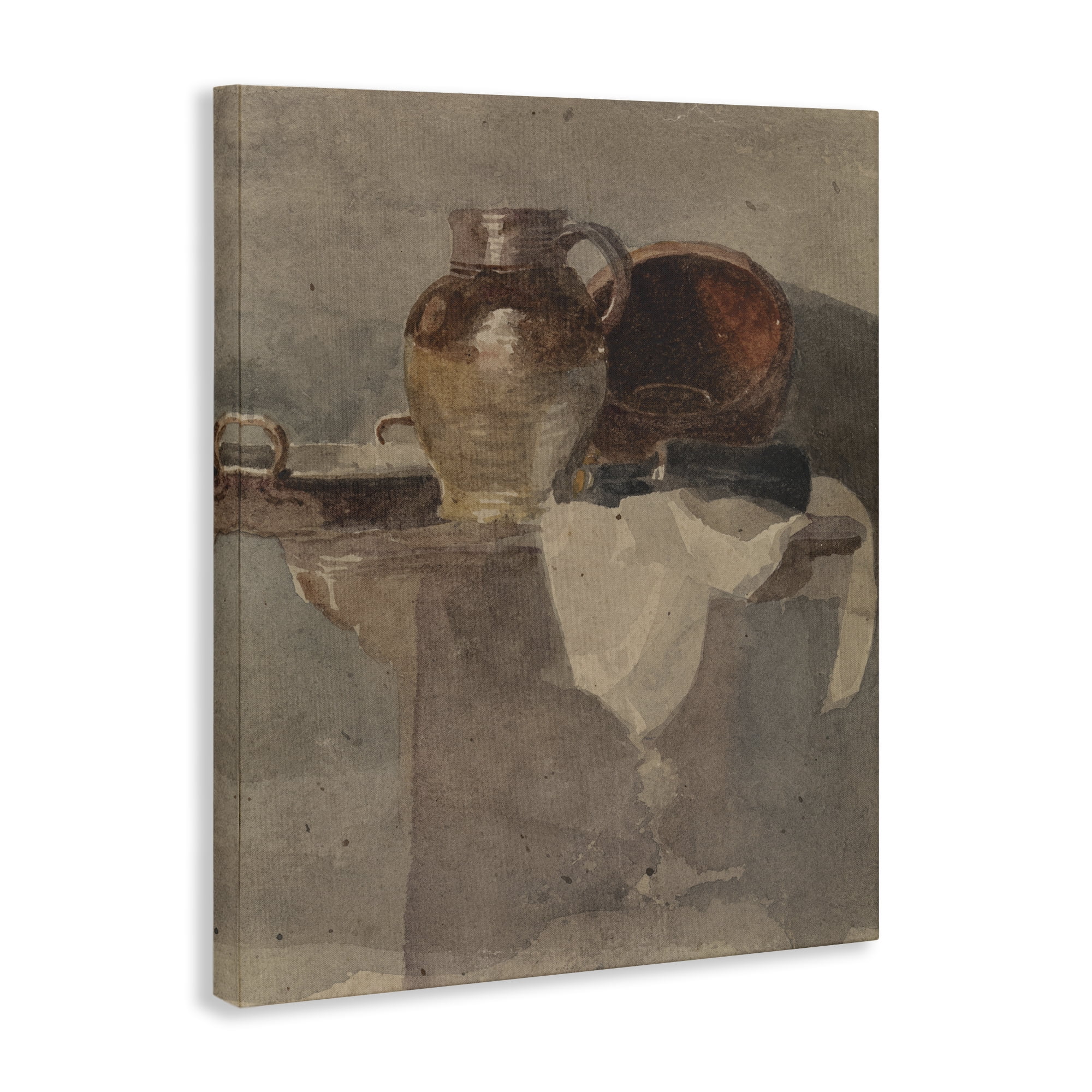 Stupell Industries Grey Still Life Vase History & Language Painting Wrapped Canvas Art Print Wall Art, 24 x 30