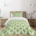 thumbnail image 3 of Ambesonne Irish Quilted Bedspread Set 2 Pcs, Entangled Clover Leaves, Twin Size, Cream Green, 3 of 6