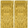 thumbnail image 1 of Cortinas con fondo de flecos Voircoloria, lámina dorada, 3.3 x 8.2 pies, paquete de 2, 1 of 7