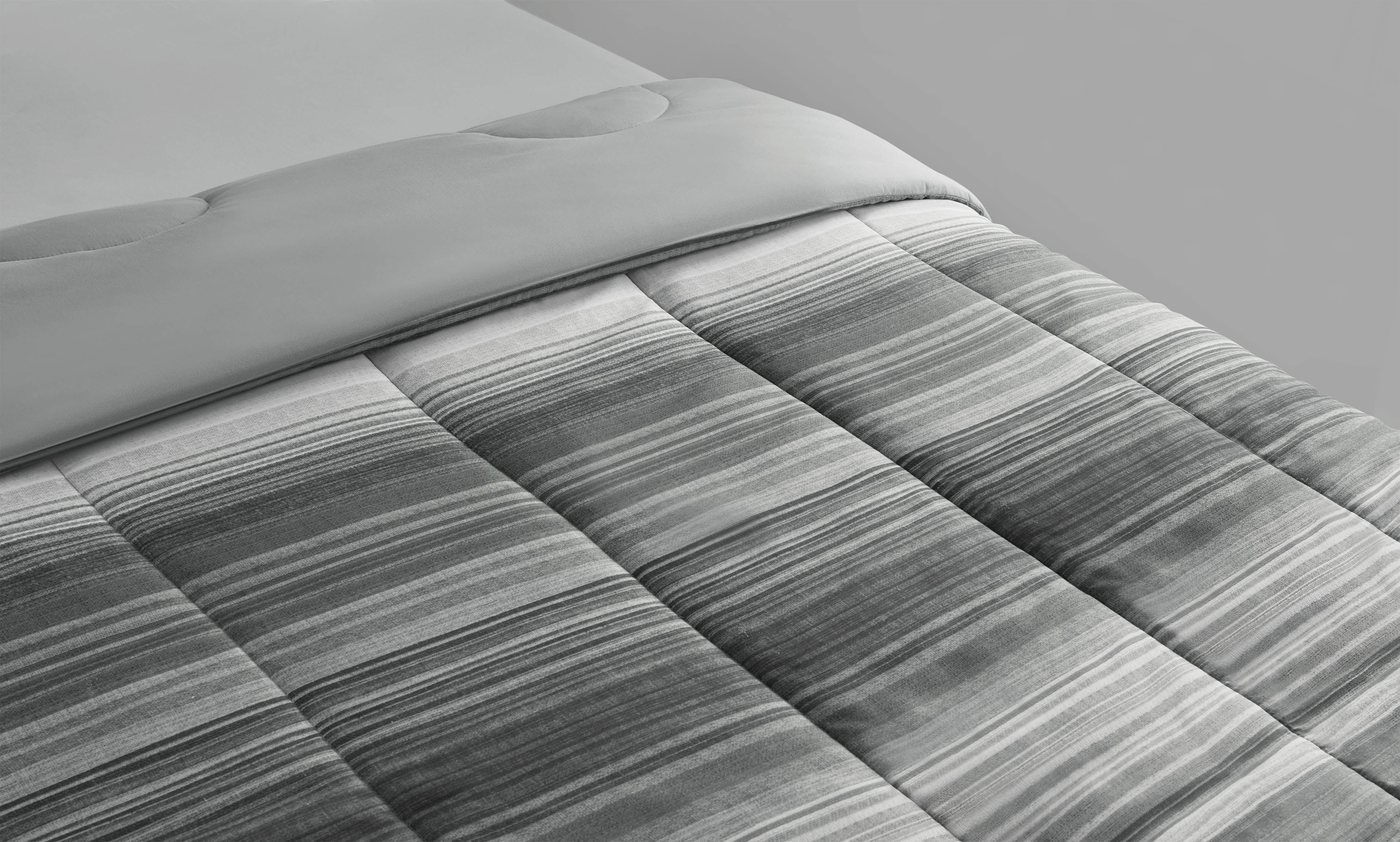 Mainstays Gray Stripe 8 Piece Bed in a Bag Comforter Set with Sheets, King