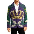thumbnail image 2 of 2026 Domzest Mardi Gras Blazer Men Carnival Graphic Button Suit Jackets Loose Fit Holiday Party Corduroy Blazers Autumn Casual Warm Jackets Purple L, 2 of 5