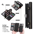 thumbnail image 5 of Decase for Google Pixel 7 Pro 6.7" Case, Multi-Function Zipper Leather Magnetic Pocket Wallet Case with Card Slot Holder, Detachable Flip Protective Cover with Crossbody Shoulder Strap, Black, 5 of 8