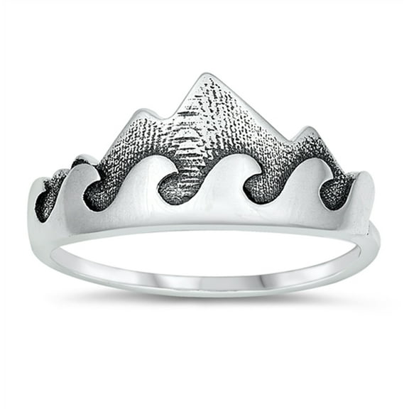 Mountain Ocean Travel Wanderlust .925 Sterling Silver Band Jewelry Female Male Unisex Size 10