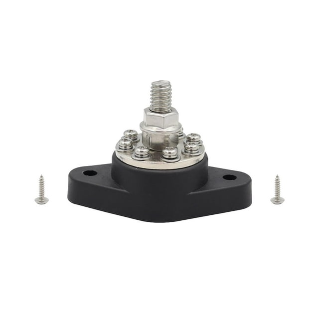 Poste de empalme de espárrago de distribución Bloque de distribución de energía de 12 V/ resistente para Negro M10 Cola Bloque de distribución