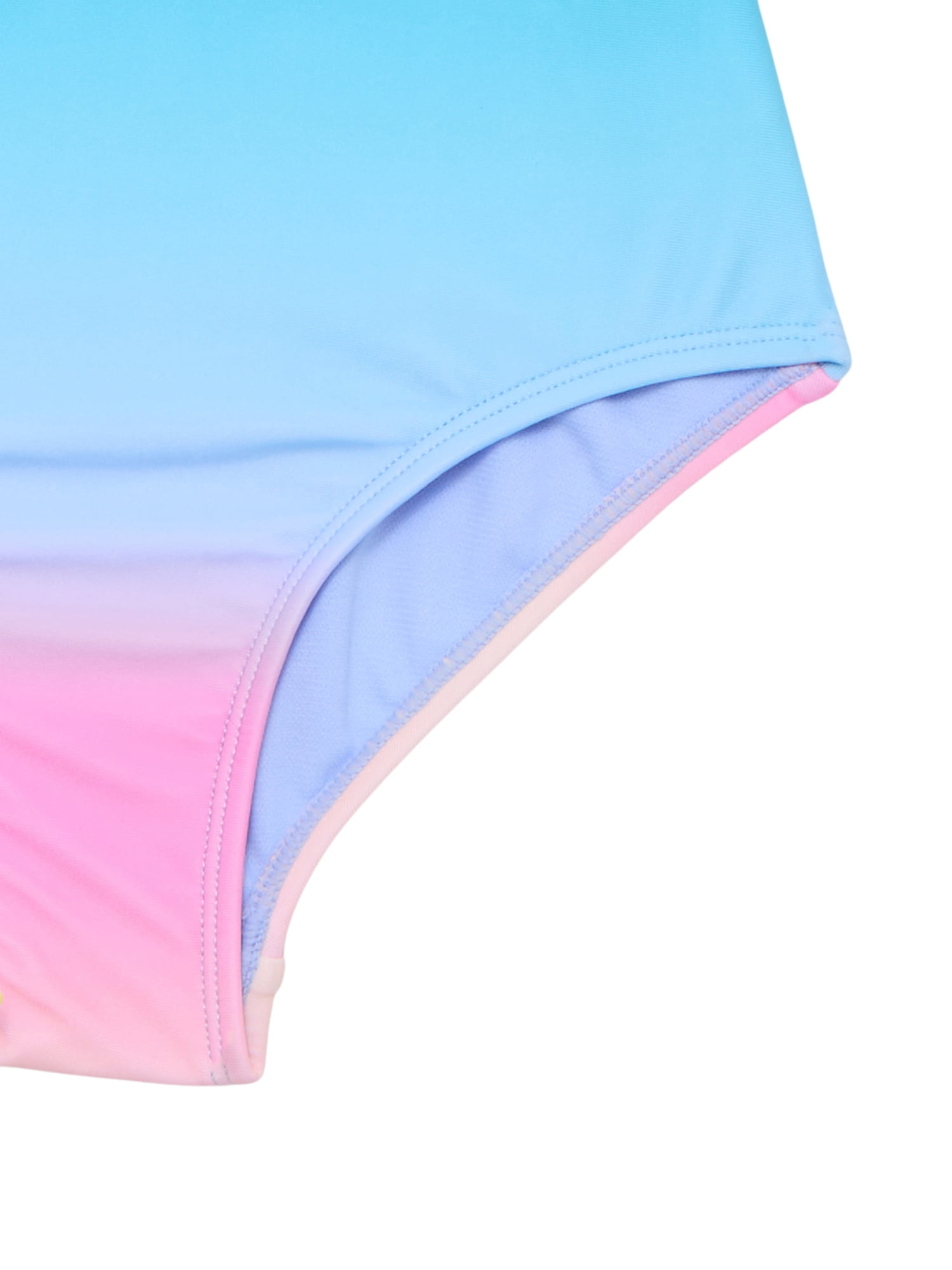 Wonder Nation Girls Zip Up Rash Guard One Piece Swimsuit with Long Sleeves, Sizes 4-16
