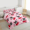 thumbnail image 3 of Feelyou Bowknot Cherry Kids Twin Comforter Sets, Pink Buffalo Plaid Bedding Set, 2 Pieces, 3 of 8