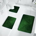thumbnail image 5 of 3Pcs Bath Rugs Leaf Bath Mat Set Non-Slip Strong Water Absorbent Bathroom Rugs Polyester Fabric Machine Washable Bathroom Carpet Bathroom Mat Toilet Mat Bath Mats for Bathroom(Blackish Green), 5 of 8