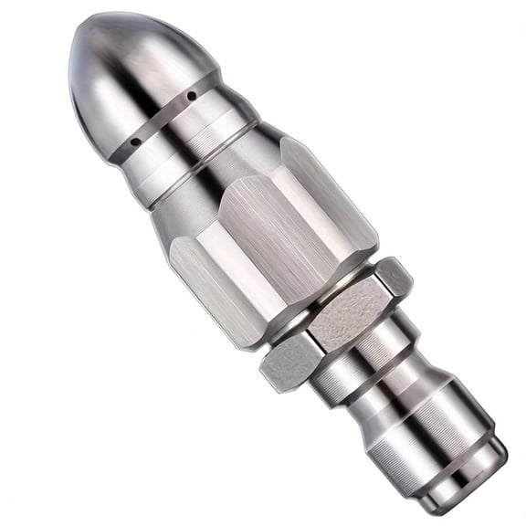 Sewer Jetter Nozzle, Stainless Steel Detachable 1/4 Inch Quick Connect Sewer Cleaning Jet Nozzle, 1 Pack Forward 1 Rear 6 Water Jet Nose, for Drain Pipe Clog Removal Pressure Washer Hose Application