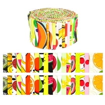 Soimoi 40Pcs Fruits Print Cotton Precut Fabrics For Quilting Craft Strips 2.5x42 inches Jelly Roll - Yellow