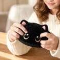 thumbnail image 4 of Black Cat Stuffed Animal with Ultra-Soft Plush and Round Yellow Eyes, Chubby Design, for Relaxation, Plush Toy, 4 of 4