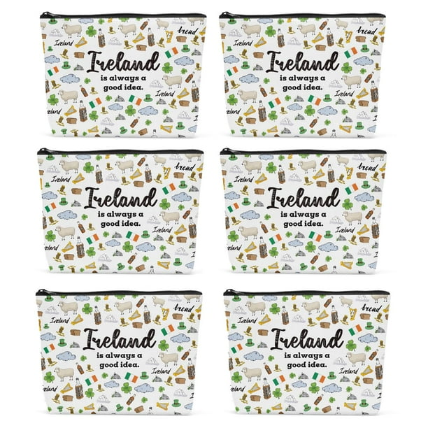 Bolsa de maquillaje Sldpngo, regalo de viaje a Irlanda, 6 unidades, para mujer