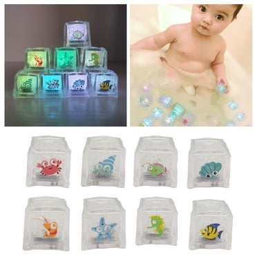 8 PC Light Up Bath Cubes - Multicolor LED Glow Ice Cubes For Bathtub Fun & Night Lights