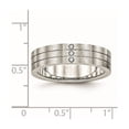 thumbnail image 2 of 6mm Stainless Steel Brushed Grooved Three Cubic Zirconia Ring Size 11.5 Ring for Women, 2 of 2