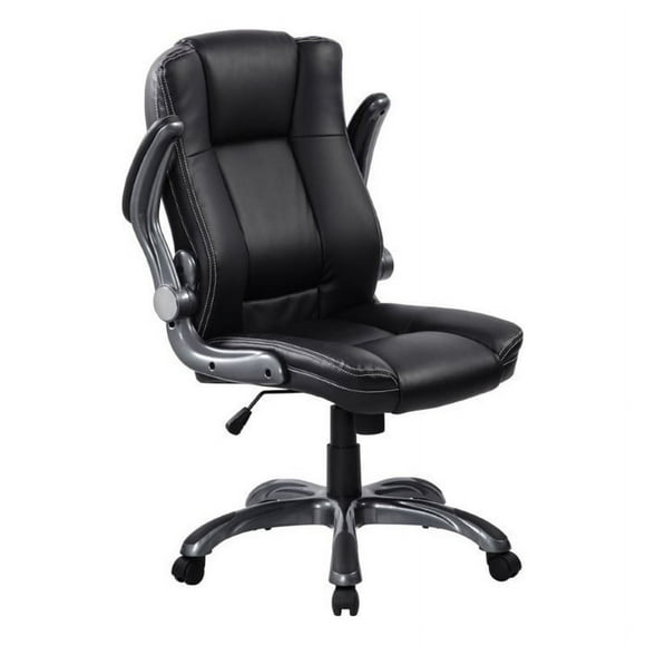 Techni Mobili Medium Back Manager Chair with Flip-up Arms in Black
