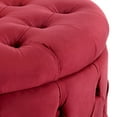 thumbnail image 5 of Costaelm Hank Round 29.5" Velvet Tufted Storage Ottoman, Red, 5 of 7