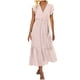thumbnail image 1 of Vestidos de mujer Vestido midi estampado floral con volantes y cuello en V de manga corta con cinturón Fridja nalpqowj28790, 1 of 4