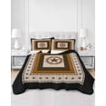thumbnail image 2 of Quilts King Size Bedding Set, Brown Beige Western Lightweight Quilted Comforter, Vintage Texas Stars Country Wheats Soft Reversible Bedspread Coverlet with Pillow Covers for All Season, 96" x 106", 2 of 7